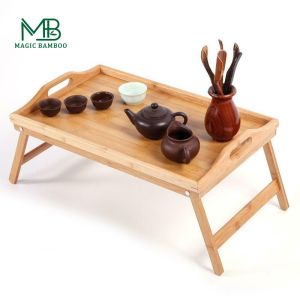 Quality Handmade Wooden Bamboo Folding Picnic Table Tray Biodegradable for sale