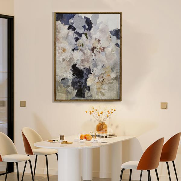 Medium Abstract Floral Oil Painting Handmade Modern On Textured Canvas With 6 Color Print