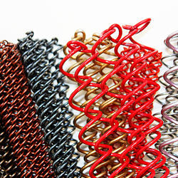 Woven Mesh Curtain Pattern On Metal Coil Drapery Customized Height Incombustible