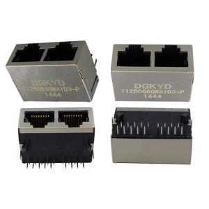 100M 1x2 Tab Down RJ45 Modular Jack PCB Connector with POE