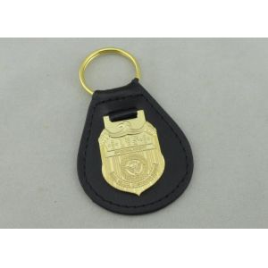 3D NCIS Personalized Leather Key Chain With Gold Plating Emblem