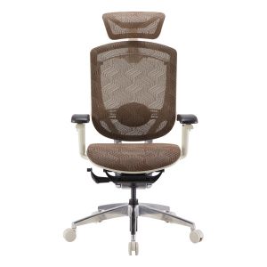 Grey Frame Mesh Office Chair Revolving Seating Polished Aluminum