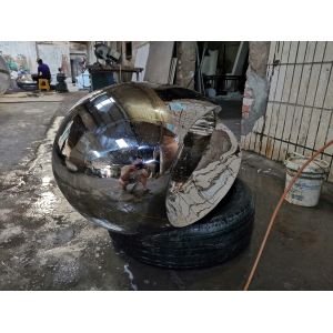 Stainless Steel Abstract Stone Sculpture , Mirror Abstract Yard Sculptures