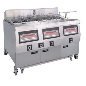 Three Pots Six Baskets Electric Digital Computer Panel Open Deep Fryer With Oil