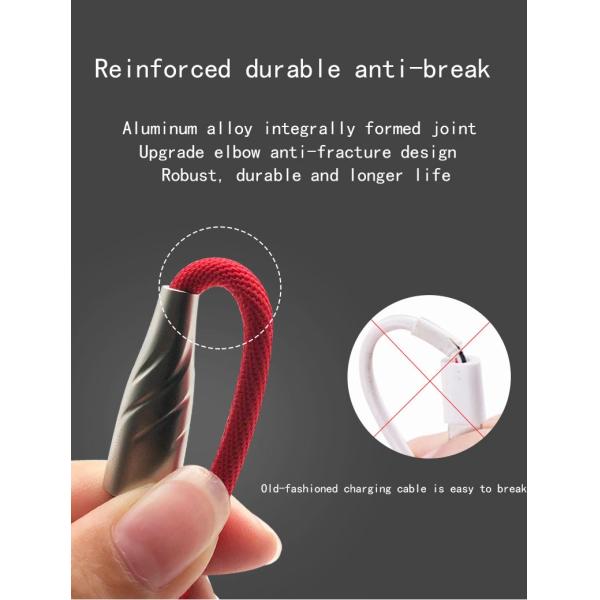 USB2.0 Cell Phone Charging Cords Denim Metal 1m 3.1A