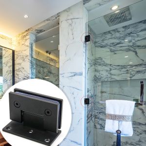 Modern Design Matt Black Stainless Steel 90 Degree Wall Mounted Shower Glass