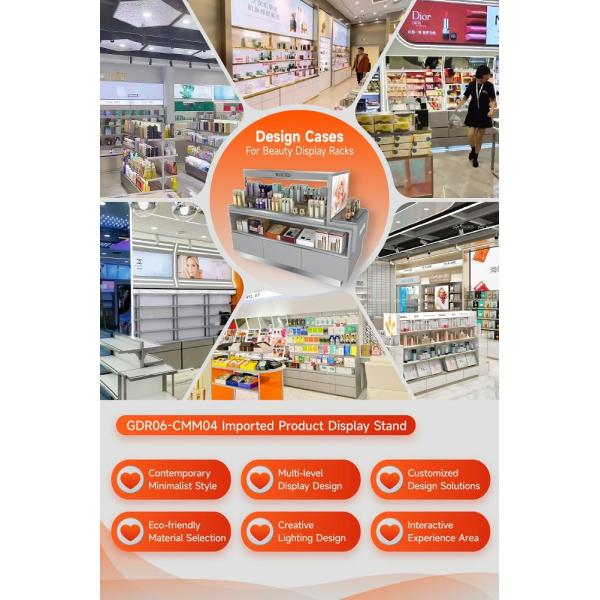 GDR06-CMM04 Skincare Display Stand with 40mm Soft Film Light Box and 5mm Gray Glass for Luxury Retail