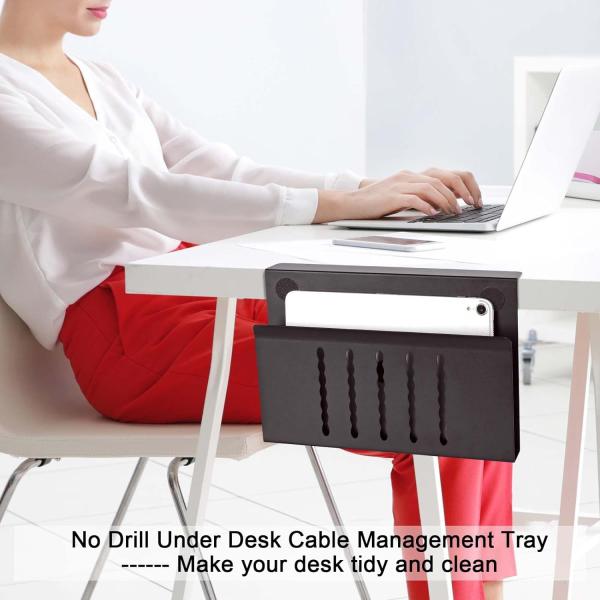 No Drill Under Desk Cable Management Tray 1-2mm Thickness Metal Cable Tray Newest Design