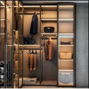 20mm Walnut Wood Walk In Closet Wardrobe