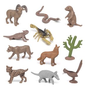 Desert Wild Animal Models 11 PCS Mini Cactus Armadillo Snake Lynx Wolf Scorpion