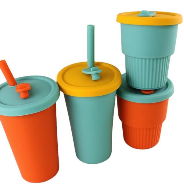 Buy Travel Camp Collapsible Silicone Coffee Cup 350ml With Straw Lid at wholesale prices