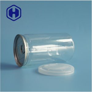 500ml Transparent Airtight Cylindrical PET Easy Open Can For Dry Fruit Wholesale