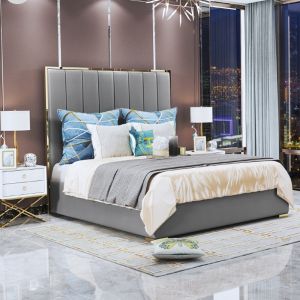 Wholesale Luxury Modern High Headboard Leather Soft Bed SZ-LU004