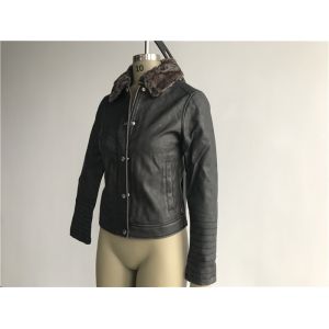 Levis Ladies' Charcoal Pleather Jacket With Detachable Sherpa Collar LEDO1741