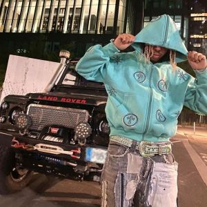 China Fashionable Streetwear Rhinestone Hoodie Mens Hip Hop Hoodies Double Layer on sale