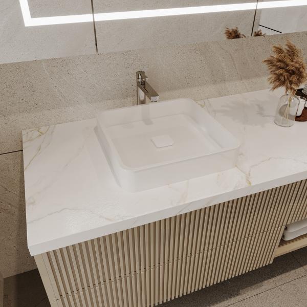 Bathroom vanity installation example in modern bathroom