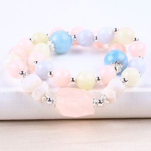 Morganite Handmade DIY Double Layer Natural Crystal Multifacted Round Bead