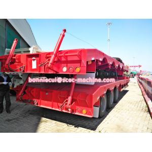 50T / 60T Heavy Duty Semi Trailers 3 Axles Low Bed , FUWA Brand Axle 13T