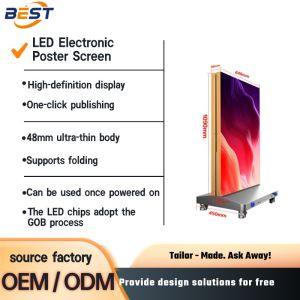Portable Indoor LED Poster Screen P1.25-P2.5 4K UHD 3840x2160