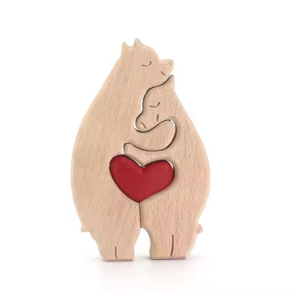wooden Bear Family Wooden Puzzle Chinese Factory-Made Fun Wooden Toy and Chic Home Decoration