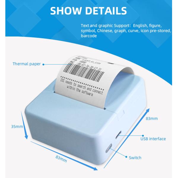 Wireless 2.0 for iOS Portable Restaurant Printer 58mm Thermal Cash Register Machine