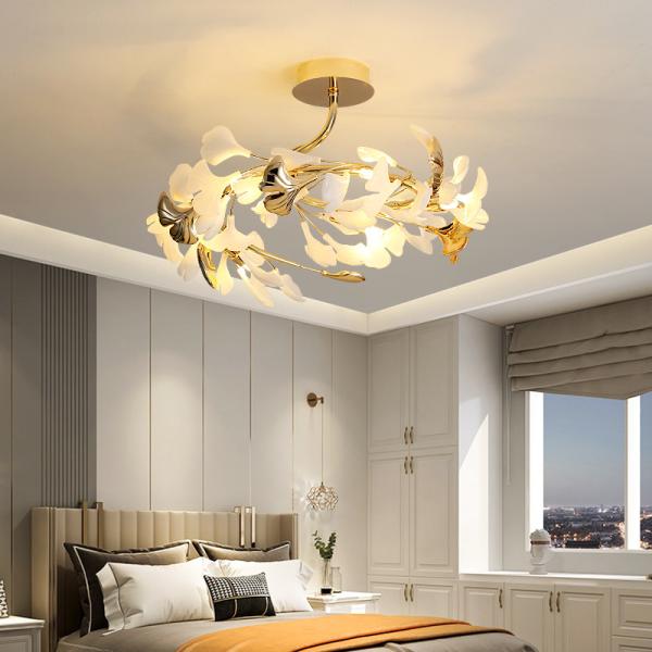 JYLIGHTING Warm And Romantic Pastoral Style Living Room Bedroom Ginkgo Leaf Chandelier Creative Fashion Clothing Store Studio Decorative LED Ceiling