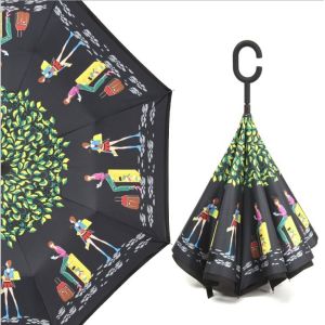 Double Layer Folding Reverse Inverted Umbrella With C Handle