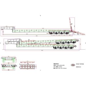 Steel 3 Axle / 4 Axle Low Bed Trailer Lowbed Semi Trailer 60tons 120ton With