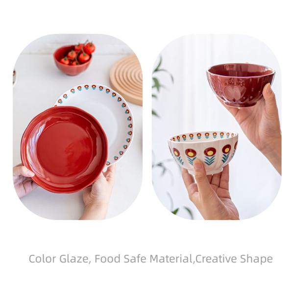 Porcelain Floral Dinner Set With Decal Solid Color Technique Under Glazed Ceramic Type