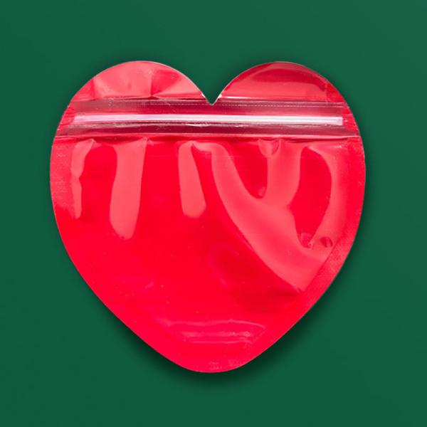 Red Macaron Heart Self-Seal Jewelry Bags Ring Gift Packaging for Small Item Storage