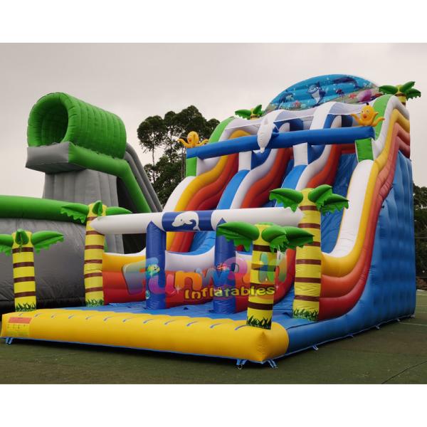 Buy Digital Printing Palm Tree 2hp Inflatable Bouncer Slide at wholesale prices