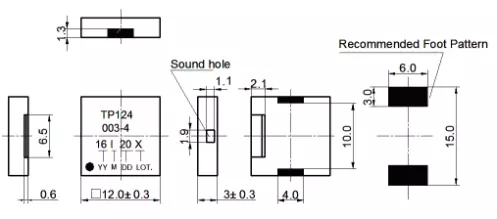 Micro 7.5mm AC Mini Piezo Buzzer 3V 85dB SMD Magnetic Buzzer