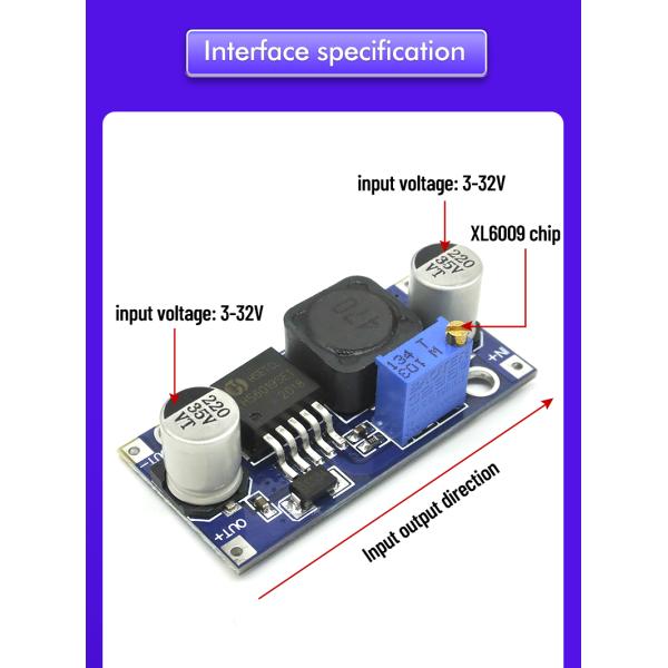 LED and LCD Compatible 43*22mm Super XL6009 DC-DC Boost Module with Adjustable Output