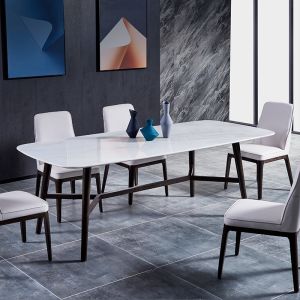Elegant Luxury White Leather Dining Room Chairs With Wooden Legs