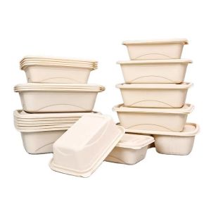 Disposable Long Corn Starch Food Container 32oz Freezer Safe Reusable