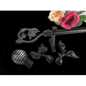 Matte Black Stainless Steel Leaf Pipe Curtain Rods