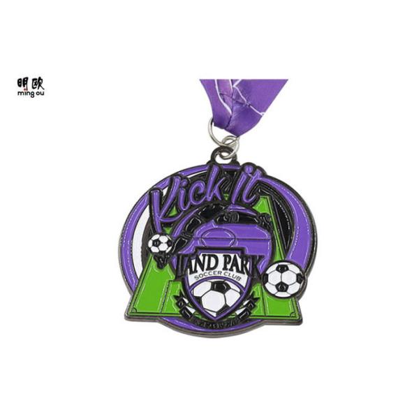 Buy Customized Kids Football Medals Soft Enamel Fill With Polyester Ribbon at wholesale prices