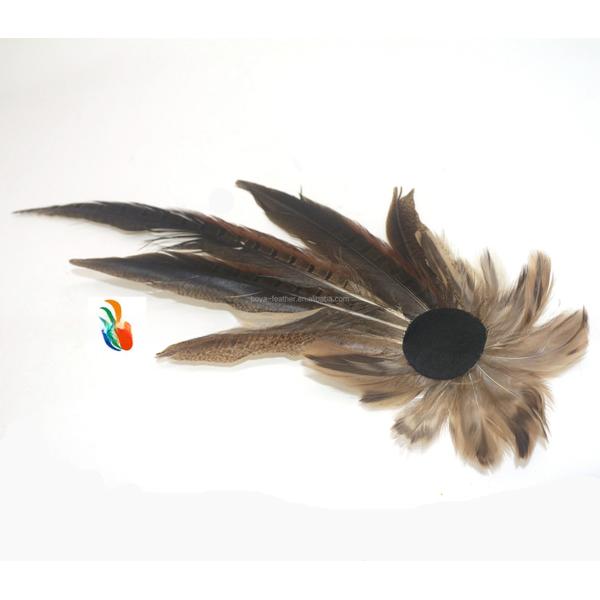 Suit Decoration Goose Hackle Feather Brooch With Wire Accessory 10x30Cm