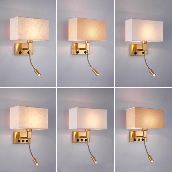Modern style hotel room wall lamp Chinese style with switch bedside wall lamp square fabric wall light wholesale