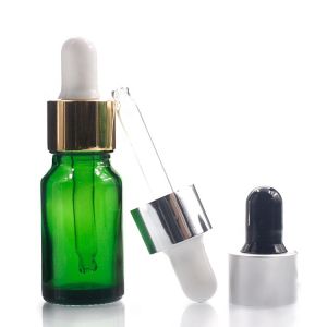 Green 10ml Oil Dropper Glass Bottle With Customized Surface Handling