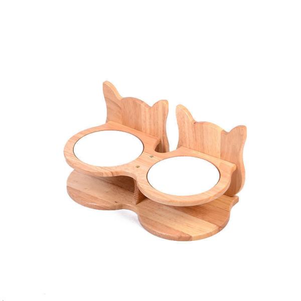 Wooden Cat Bowl Ceramic For Protecting Cervical Spine