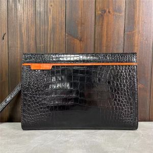 Authentic Crocodile Skin Businessmen Envelop Clutch Wristlets Purse Genuine