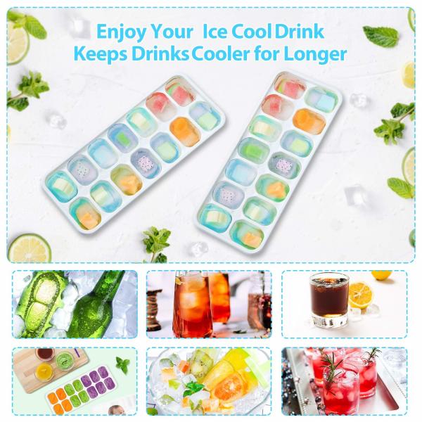 4 Pack Easy Release Silicone Moulds 14 Ice Cube Trays With Spill Resistant