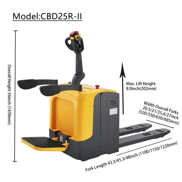 7km/H 2500KG Hydraulic Walkie Front Rider Pallet Jack