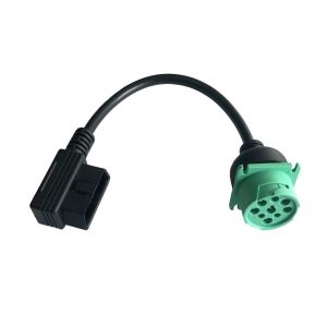 Green Deutsch 9-Pin J1939 Male to Right Angle OBD2 OBDII Male CAN Bus Cable