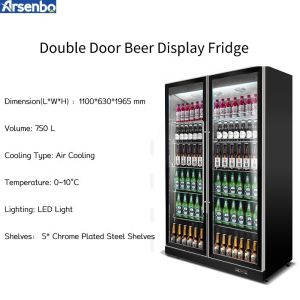 Supermarket Commercial Beverage Refrigerator Vertical Height 1965mm