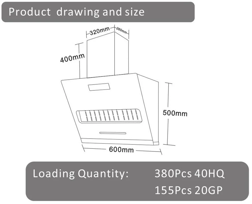 Stainless Steel Large Suction Top Side Under Cabinet Range Hood Gh-902t