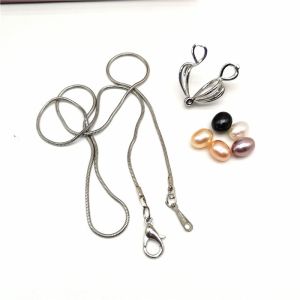 Unique Genuine 5 PCS High Quality Freshwater Pearls Cage Pendant Necklace