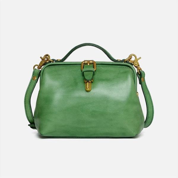 Buy Retro Green Full Grain Vegetable Tanned Leather Messenger Bag purse at wholesale prices