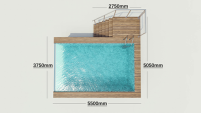 Custom Easy To Install Swimming Pool with Acrylic Window and Wood Plastic Board Color